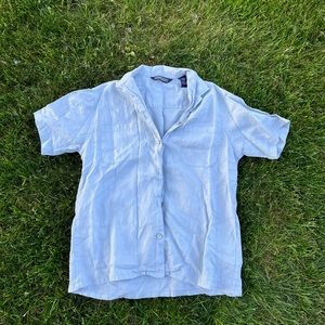 Light blue Lands End linen button up shirt
